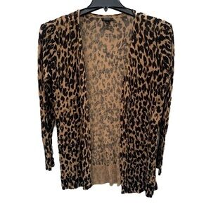 Halogen Linen Blend Leopard Print Cardigan Mobwife Animal Print Size Large